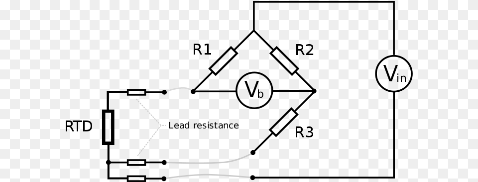 Three Wire Rtd Wheatstone Bridge Resistance Thermometer Diagram, Silhouette, Recycling Symbol, Symbol Free Png Download