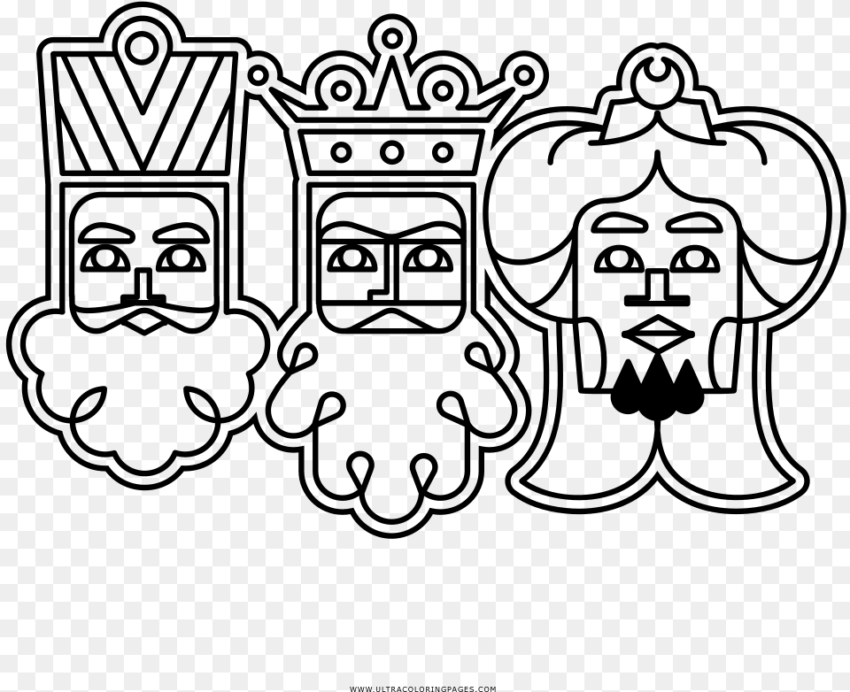 Three Wise Men Coloring, Gray Png Image