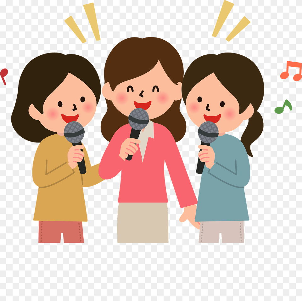 Three Women Are Singing Karaoke Clipart, Cream, Dessert, Food, Ice Cream Png
