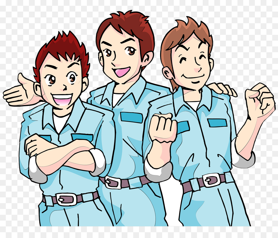 Three Workers Clipart, Book, Comics, Publication, Baby Png Image