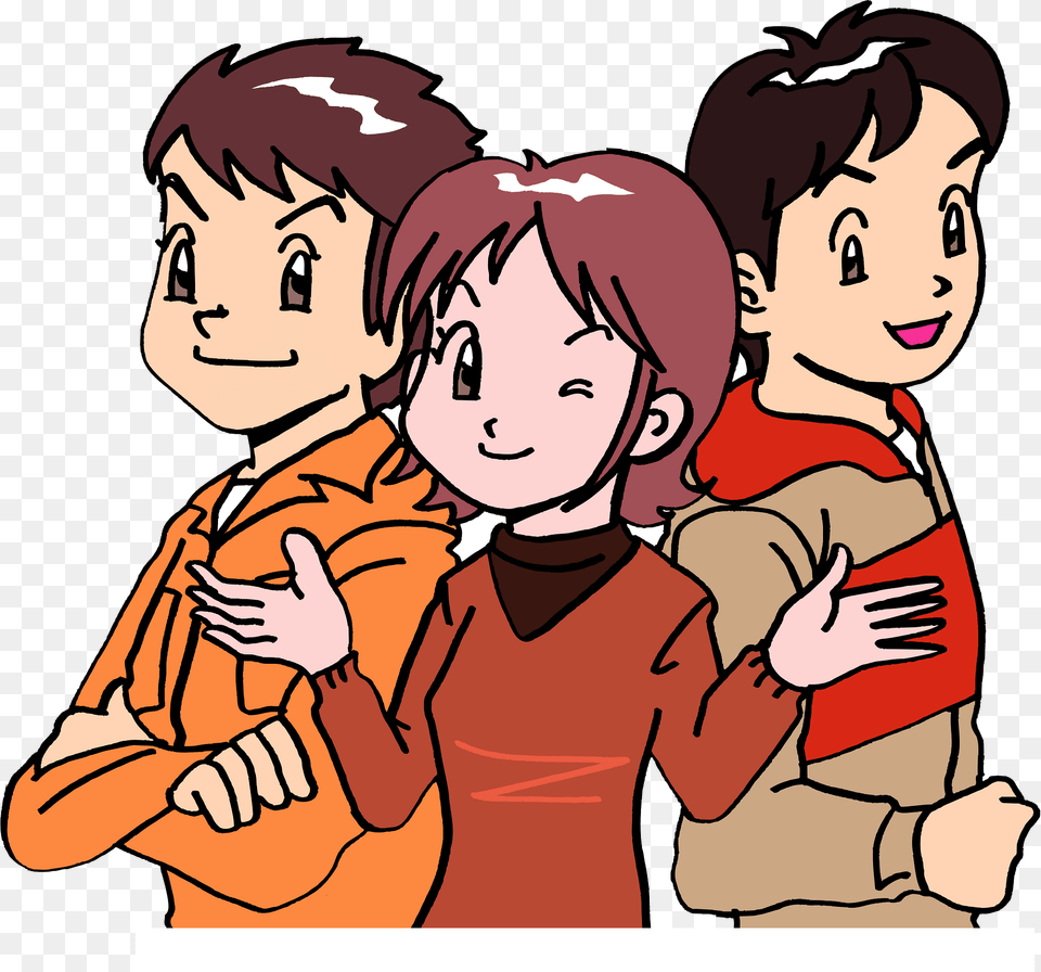 Three Young People Clipart, Book, Comics, Publication, Baby Free Png Download
