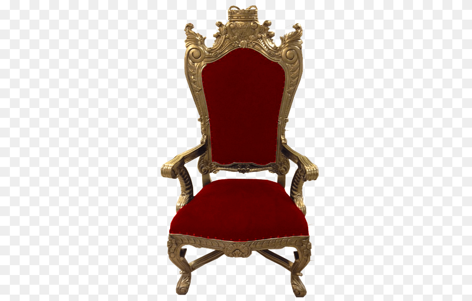 Throne With Red Seating, Furniture, Chair, Armchair Png