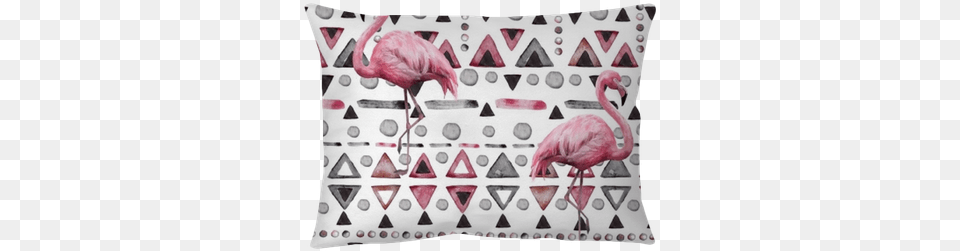Throw Pillows Pink Seamless Pattern With Watercolor Ornament, Cushion, Home Decor, Animal, Bird Png Image