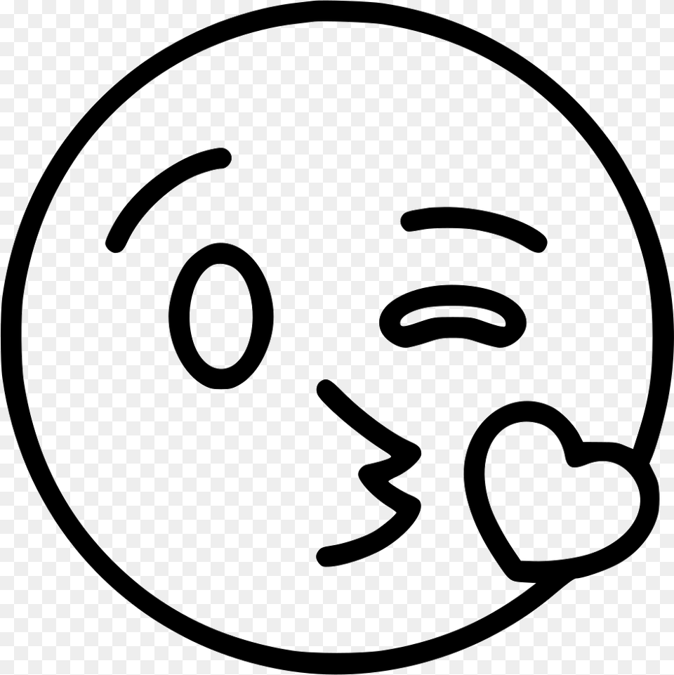 Throwing A Kiss Kiss Emoji Black And White, Stencil Png Image