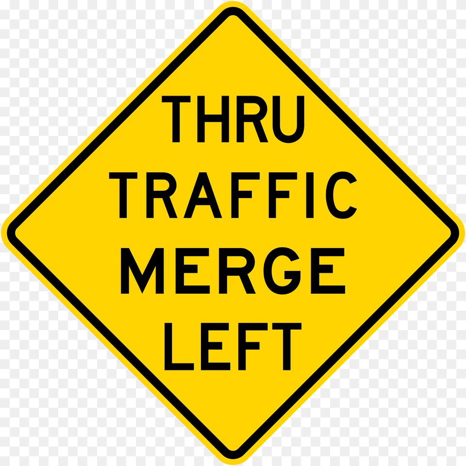 Thru Traffic Merge Left California Clipart, Sign, Symbol, Road Sign Free Png