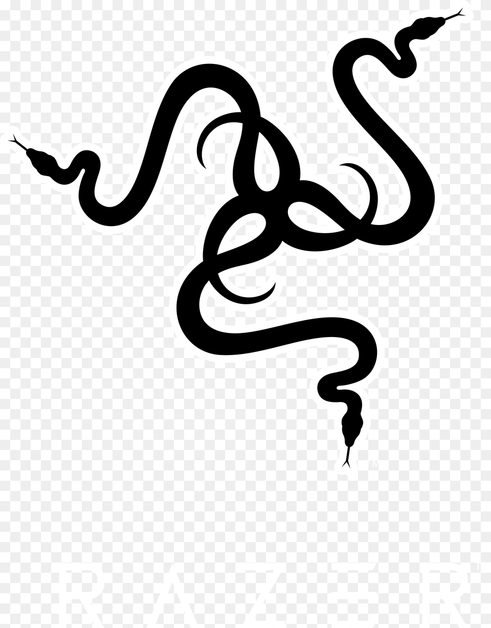 Ths Rzr 2016 Vert Bw Blkbg Razer Logo, Animal, Reptile, Snake, Stencil Free Transparent Png