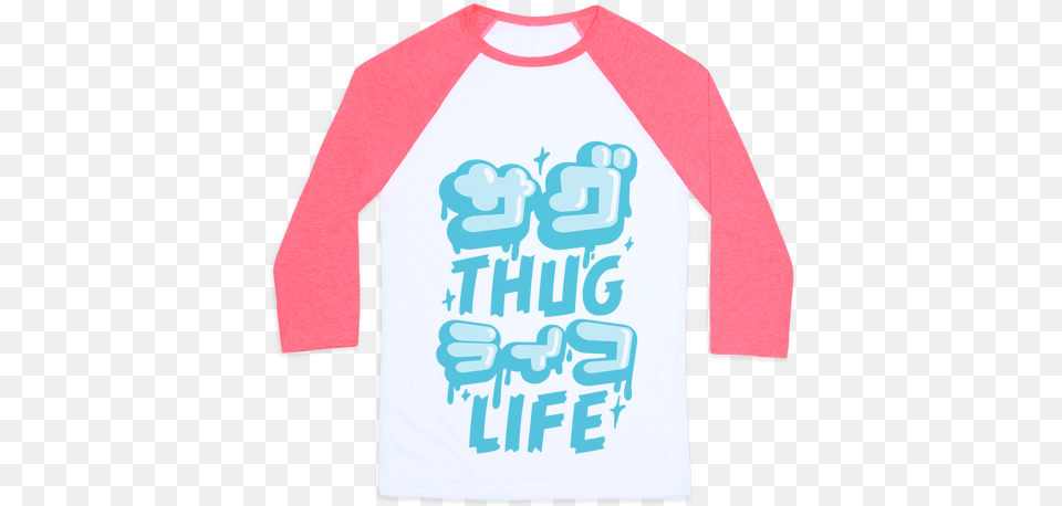 Thug Life Baseball Tee Japanese Katakana T Shirt, Clothing, Long Sleeve, Sleeve, T-shirt Free Transparent Png
