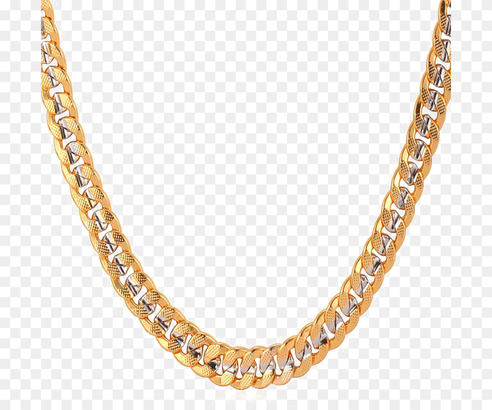 Thug Life Chain U7 18k Two Tone Gold Plated Men39s Jewelry 6mm Cuban, Accessories, Necklace Png Image