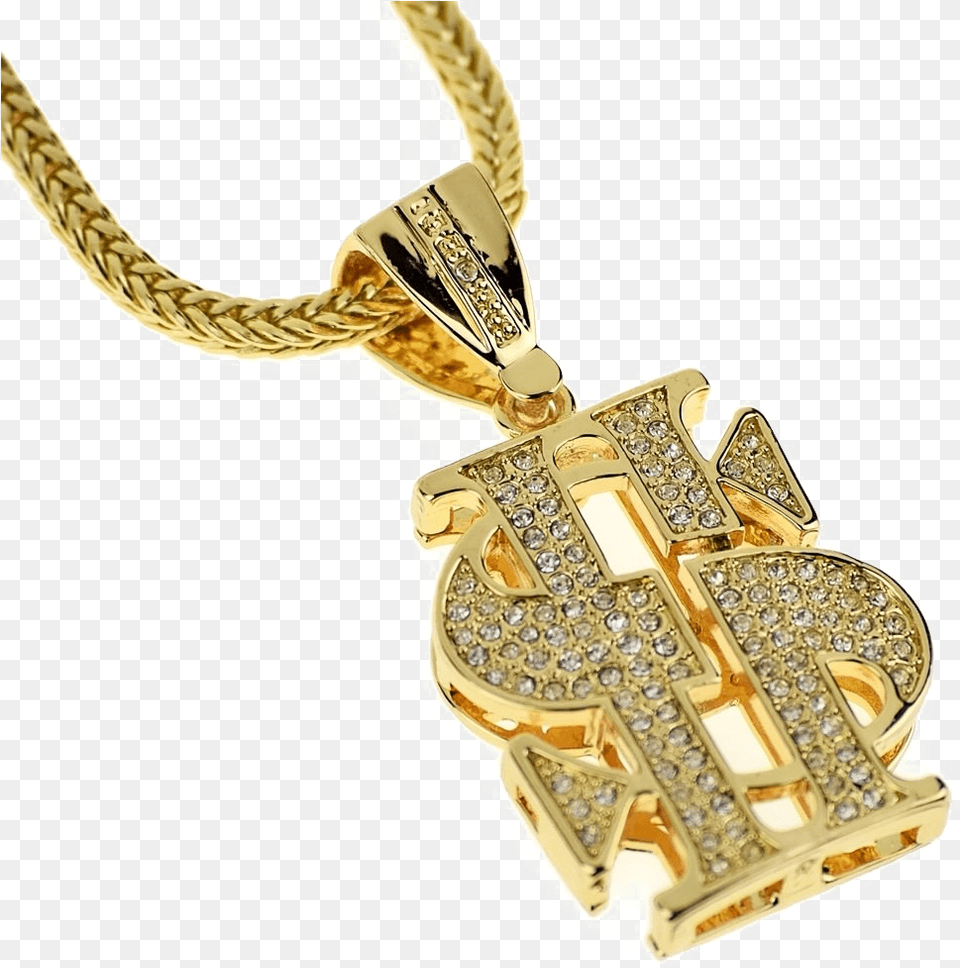 Thug Life Dollar Gold Chain Dollar Chain, Accessories, Jewelry, Necklace, Pendant Png Image