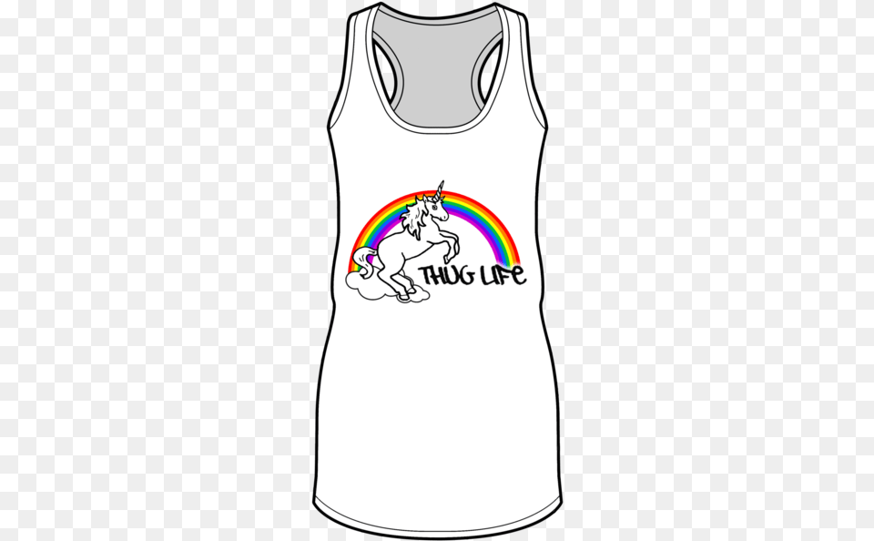 Thug Life Rainbow Unicorn Racerback Tank Top Top, Clothing, Tank Top Free Transparent Png