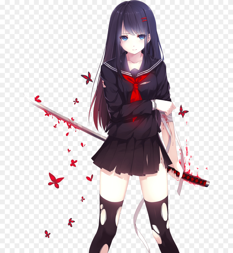 Thumb Black Haired Anime Girl With Blue Eyes, Book, Comics, Publication, Teen Free Transparent Png