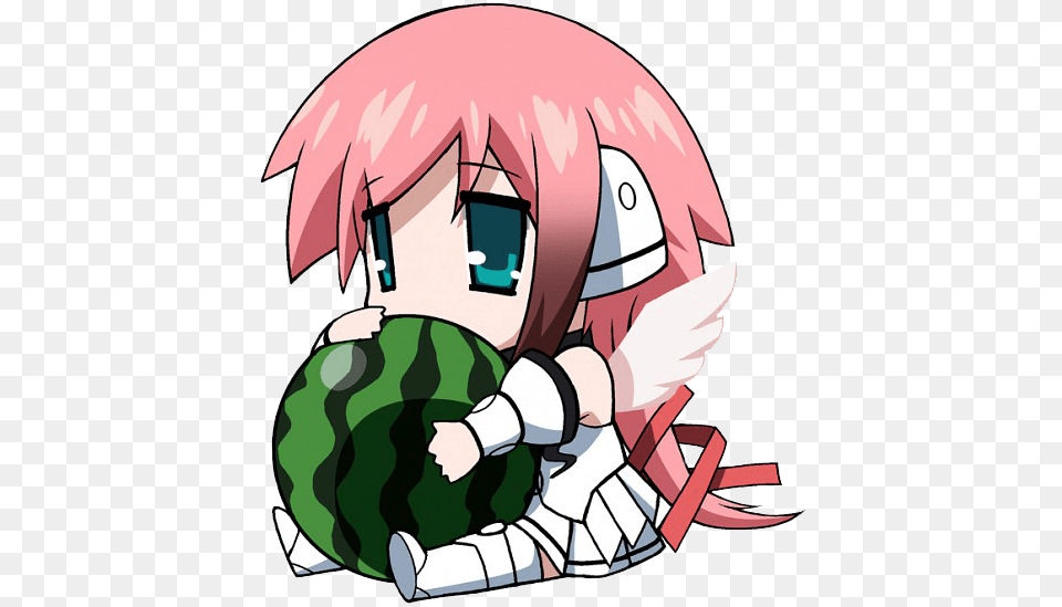 Thumb Image Anime Girl With Watermelon, Book, Comics, Publication Free Png