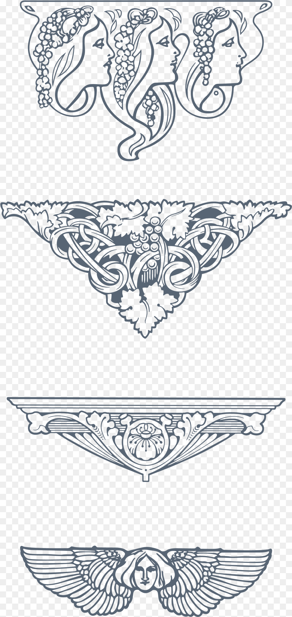 Thumb Image Art Nouveau Ornament, Pattern, Graphics, Face, Head Free Transparent Png