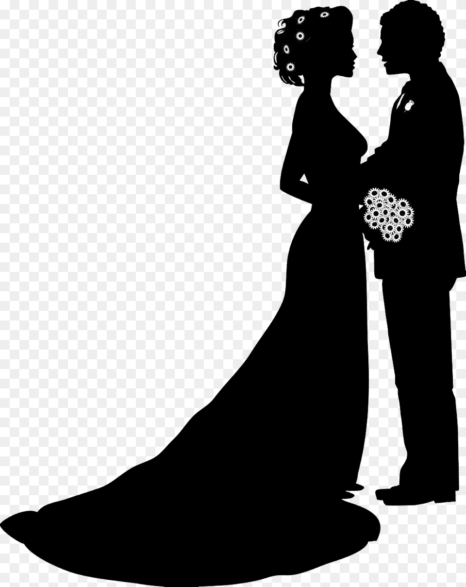 Thumb Image Bride And Groom Silhouette, Formal Wear, Clothing, Dress, Fashion Free Png
