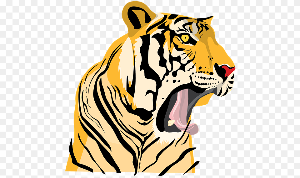 Thumb Image Cartoon Roaring Tiger Transparent, Animal, Lion, Mammal, Wildlife Free Png Download