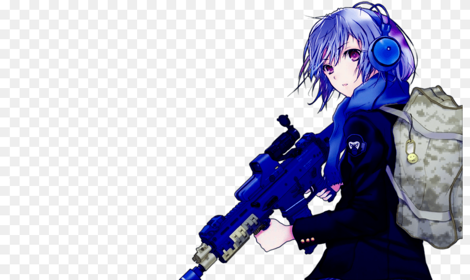 Thumb Cool Anime Girl, Gun, Weapon, Person, Adult Png Image
