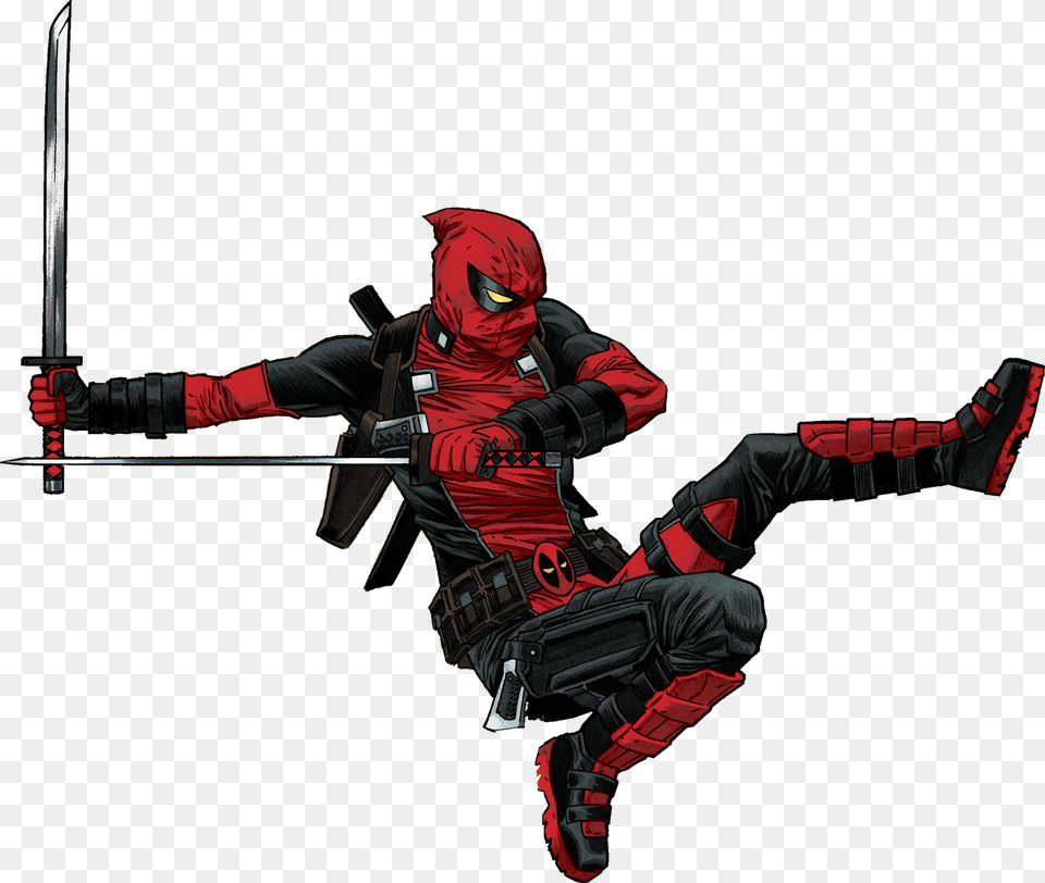 Thumb Image Deadpool Kicking Transparent, Ninja, Person, Adult, Male Free Png