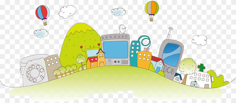 Thumb Digital Village, Balloon, Aircraft, Transportation, Vehicle Png Image