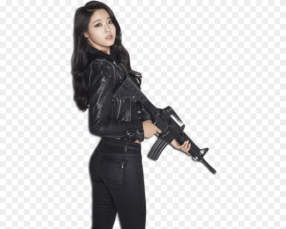 Thumb Image Girl With Machine Gun, Clothing, Coat, Weapon, Firearm Png