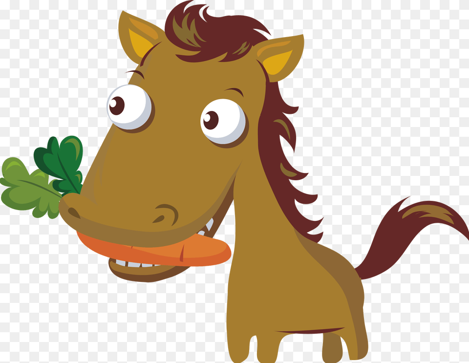 Thumb Horse Eating Carrot Cartoon, Baby, Person, Animal, Mammal Png Image