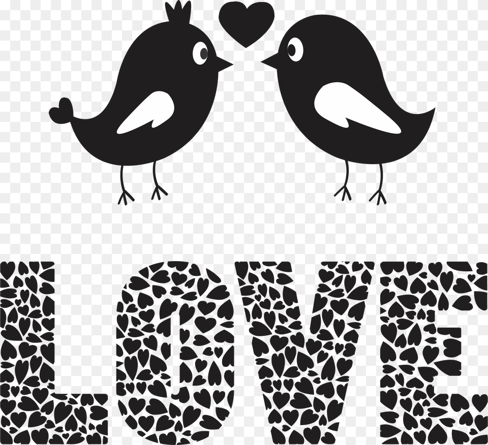 Thumb Image Love Birds Images Black And White, Stencil, Animal, Bird, Text Free Png