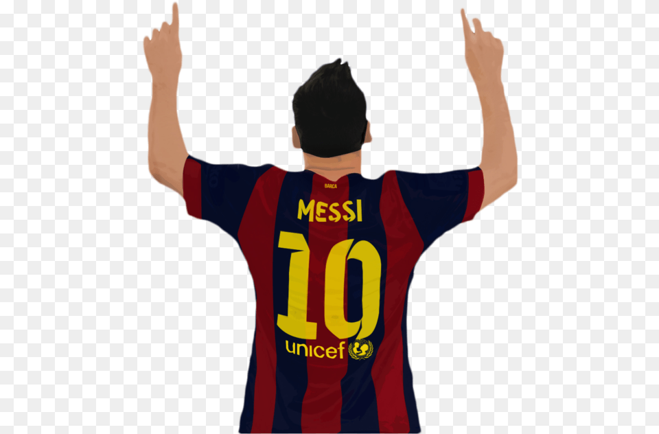 Thumb Messi Celebration White Background, T-shirt, Clothing, Shirt, Adult Png Image