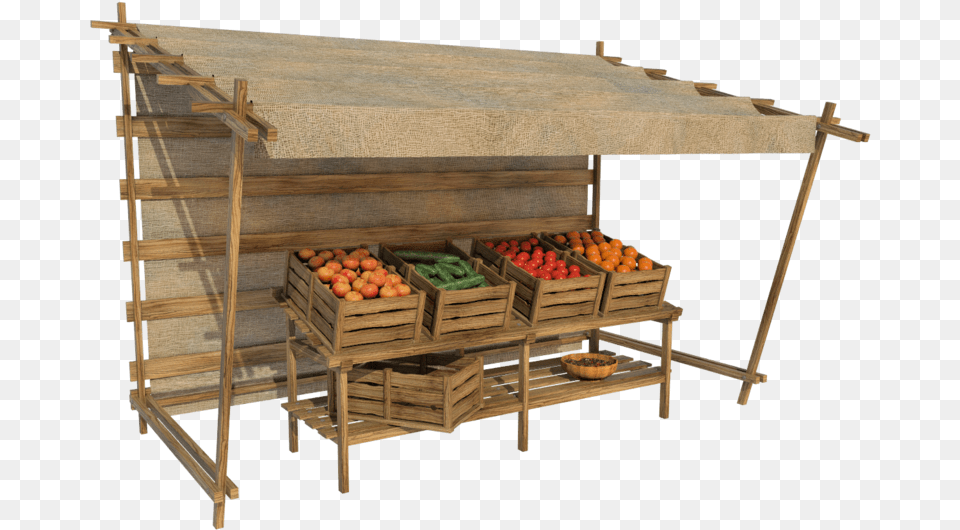 Thumb Stall Market, Wood, Box, Crate, Food Png Image