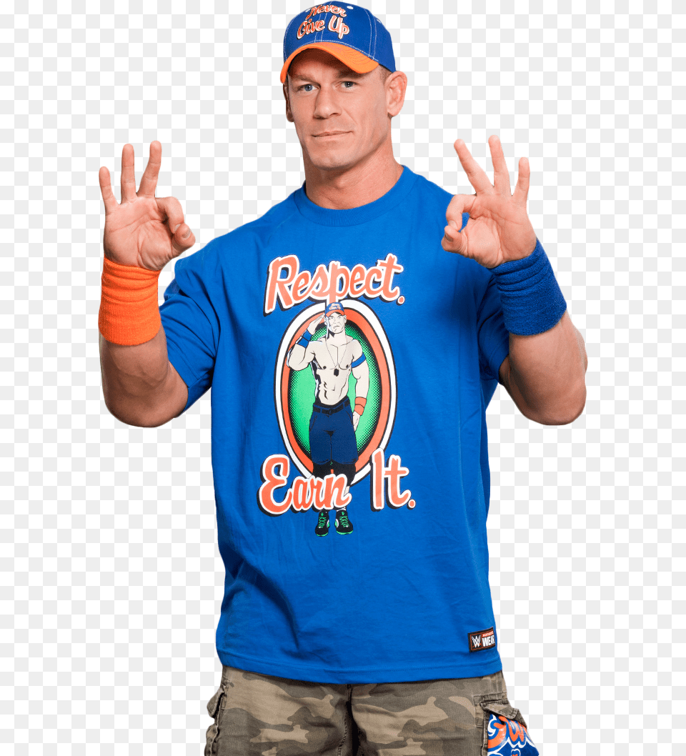 Thumb John Cena Wwe Champion, T-shirt, Shirt, Person, Hat Png