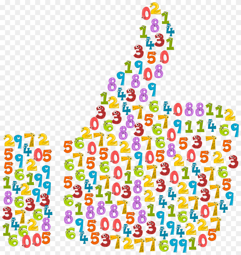 Thumb Made Up Of Numbers, Text, Number, Symbol, Art Free Png Download