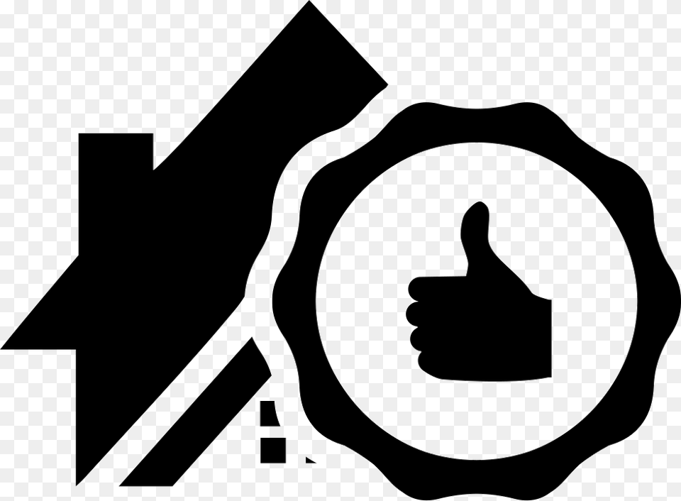 Thumb Up Real Estate Symbol On A House Comments Real Estate, Stencil, Smoke Pipe, Body Part, Hand Free Png Download