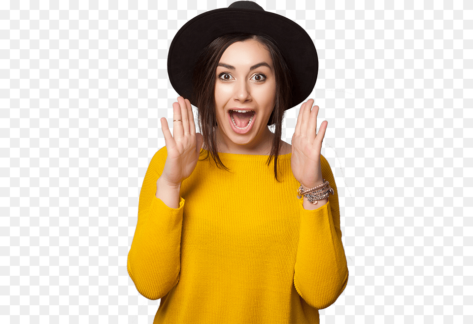 Thumb Wow Girl In, Adult, Surprised, Person, Head Free Png
