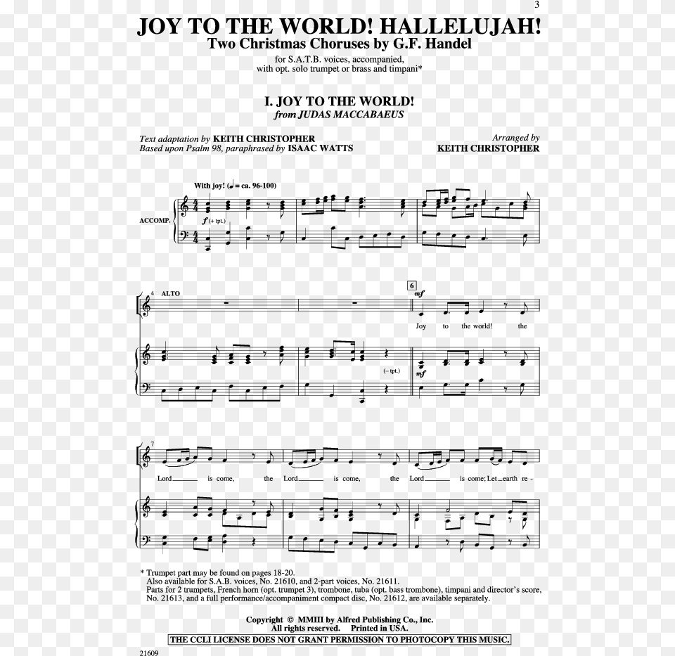 Thumbnail Joy To The World Hallelujah Teks Koor Joy To The World, Gray Free Png