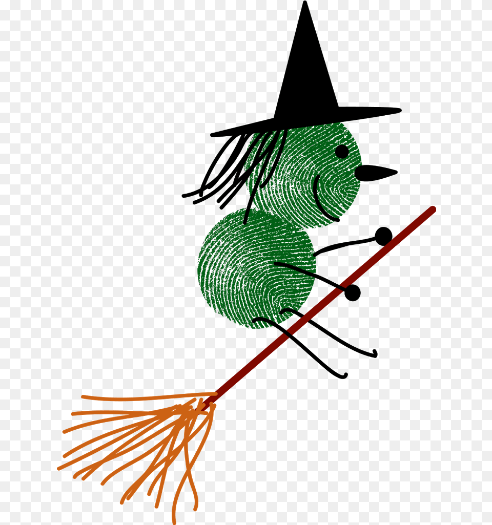 Thumbprint And Finger Witch Halloween Ed Emberley Thumbprint Art, Animal, Lizard, Reptile, Bird Free Png