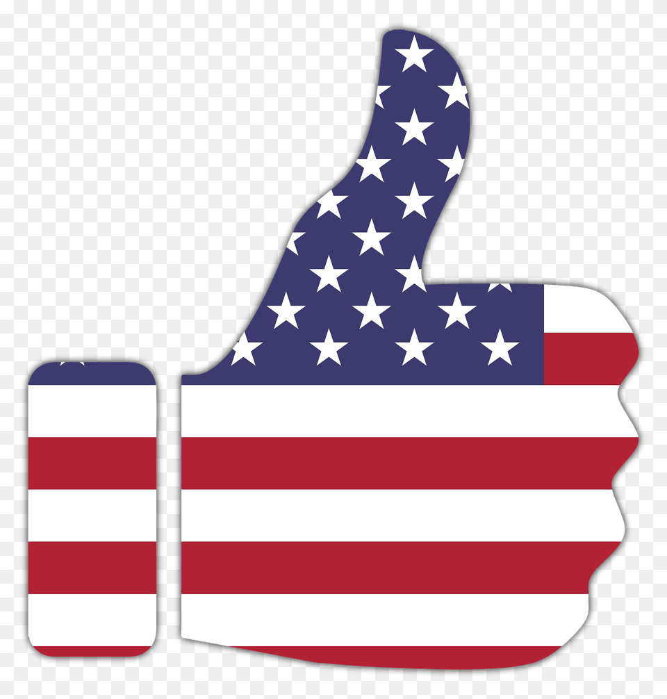 Thumbs Up American Flag With Drop Shadow Clipart, American Flag, Clothing, Glove, Body Part Free Transparent Png