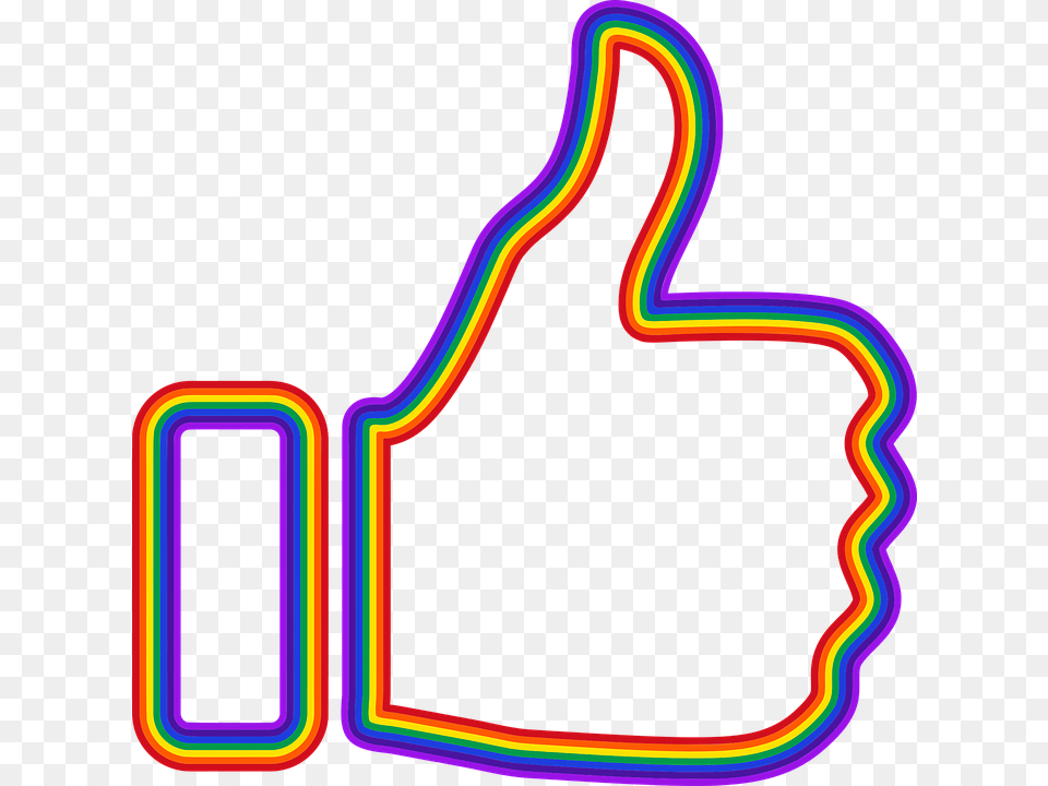 Thumbs Up Facebook Like Colorful Prismatic Rainbow Thumbs Up, Light, Neon, Lighting, Smoke Pipe Free Png Download