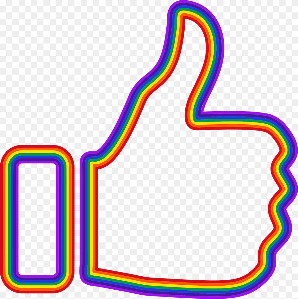 Thumbs Up Facebook Like Vector Graphic On Pixabay Rainbow Thumbs Up Transparent, Light, Neon, Lighting, Smoke Pipe Free Png Download