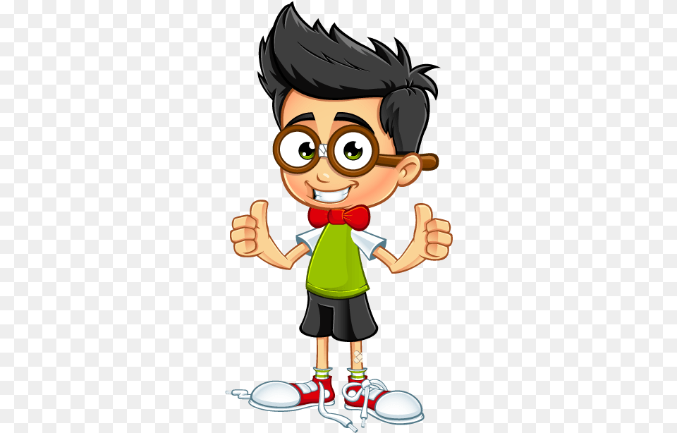 Thumbs Up Guy Clipart Nerd Kid Cartoon, Baby, Person, Book, Comics Png Image