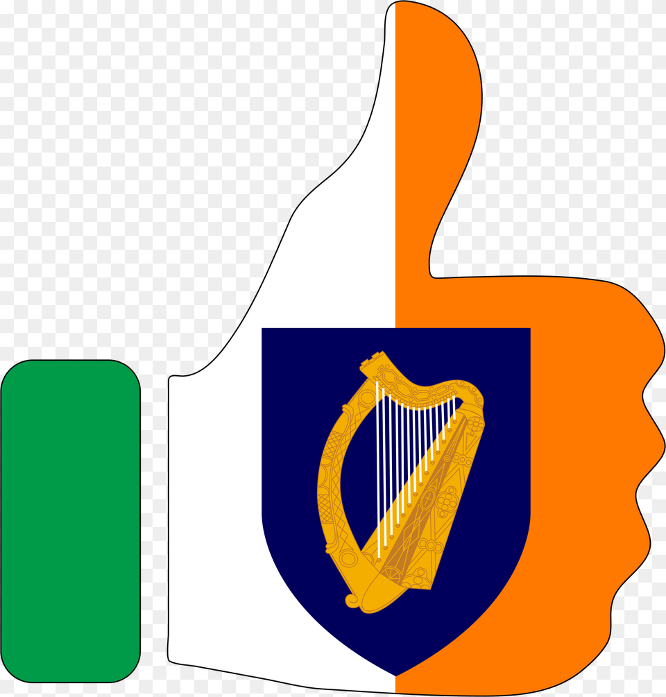 Thumbs Up Ireland With Stroke And Coat Of Arms Clip Prapor I Gerb Irlandii, Musical Instrument, Harp Free Transparent Png