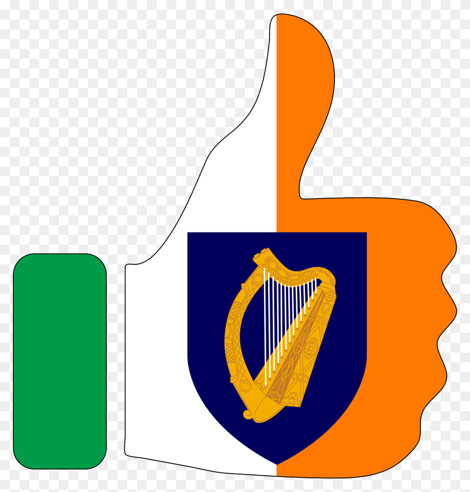 Thumbs Up Ireland With Stroke And Coat Of Arms Clipart, Musical Instrument, Harp, Smoke Pipe Png