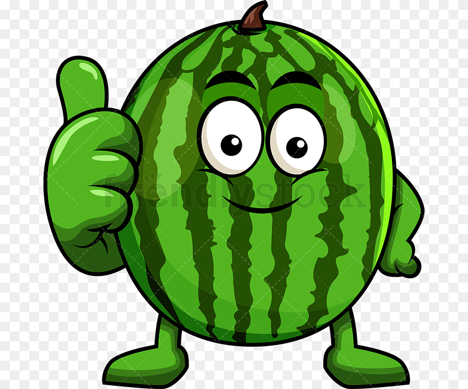 Thumbs Up Watermelon Mascot Making Gesture Vector Cartoon Cartoon Thumbs Up Clip Art, Produce, Plant, Melon, Fruit Png