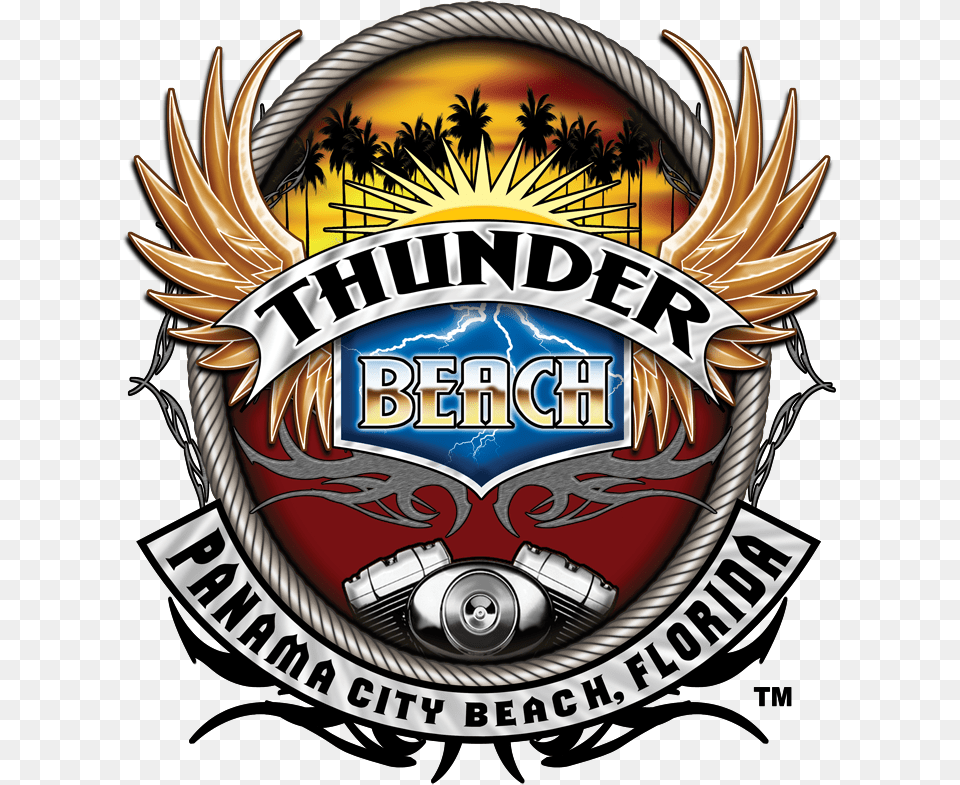 Thunder Beach Motorcycle Rally 2019, Emblem, Symbol, Logo, Badge Free Transparent Png