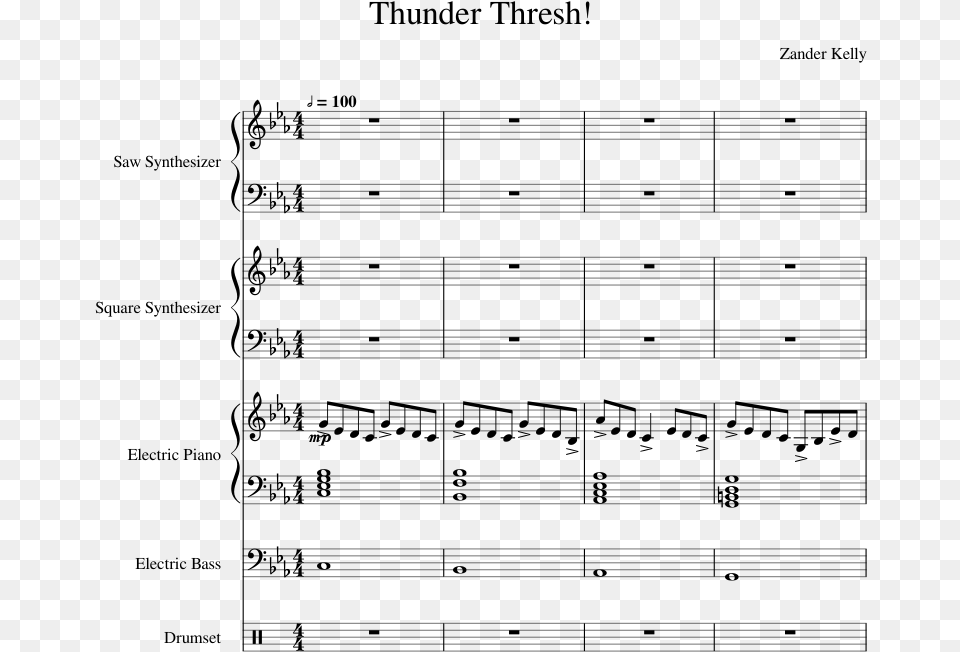 Thunder Thresh Theme Song Sheet Music, Gray Free Transparent Png