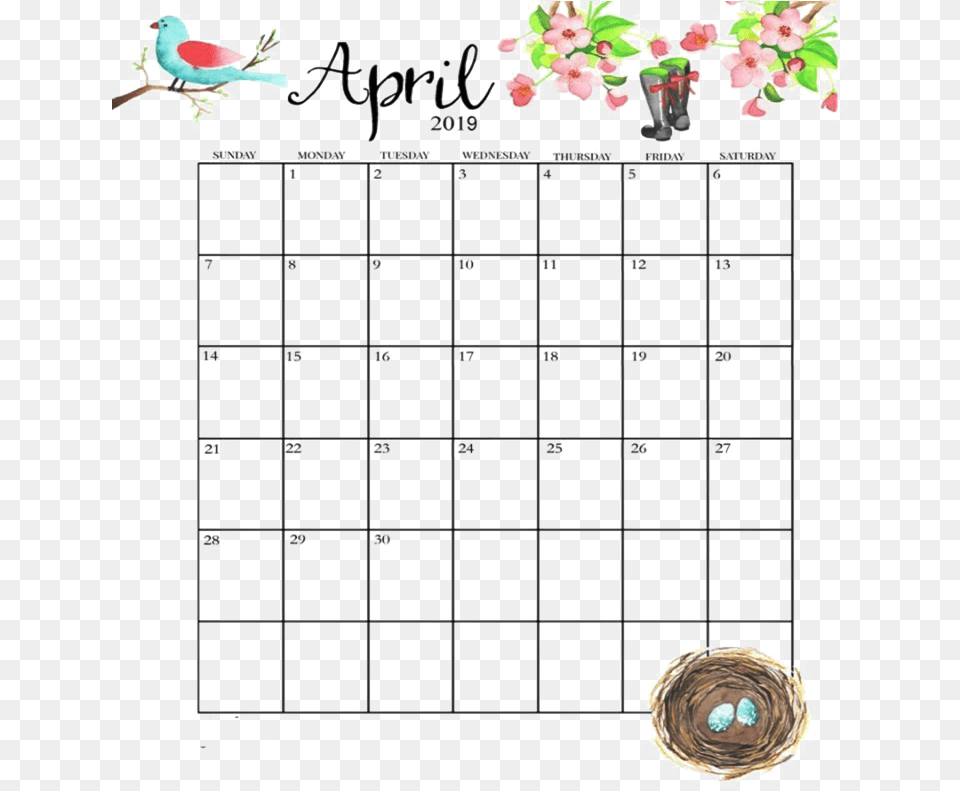 Thursday Calendar Clipart April 2019 Calendar Floral, Text, Blackboard Free Png