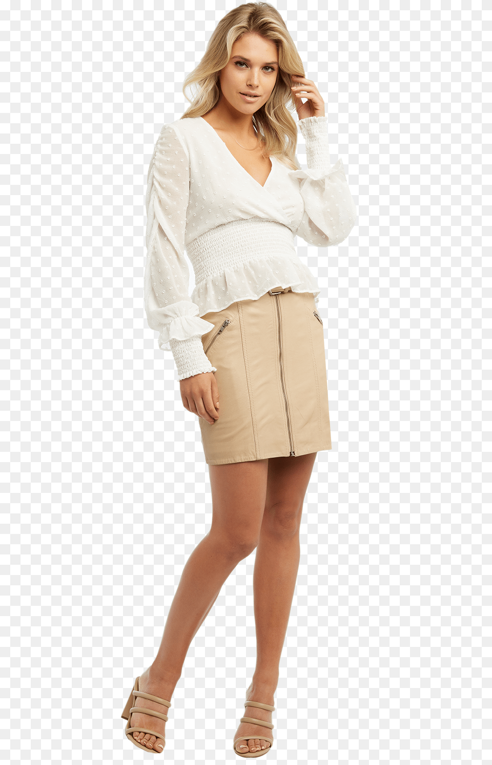 Tianna Dobby Blouse In Colour Cloud Dancer Miniskirt, Clothing, Skirt, Adult, Female Png Image