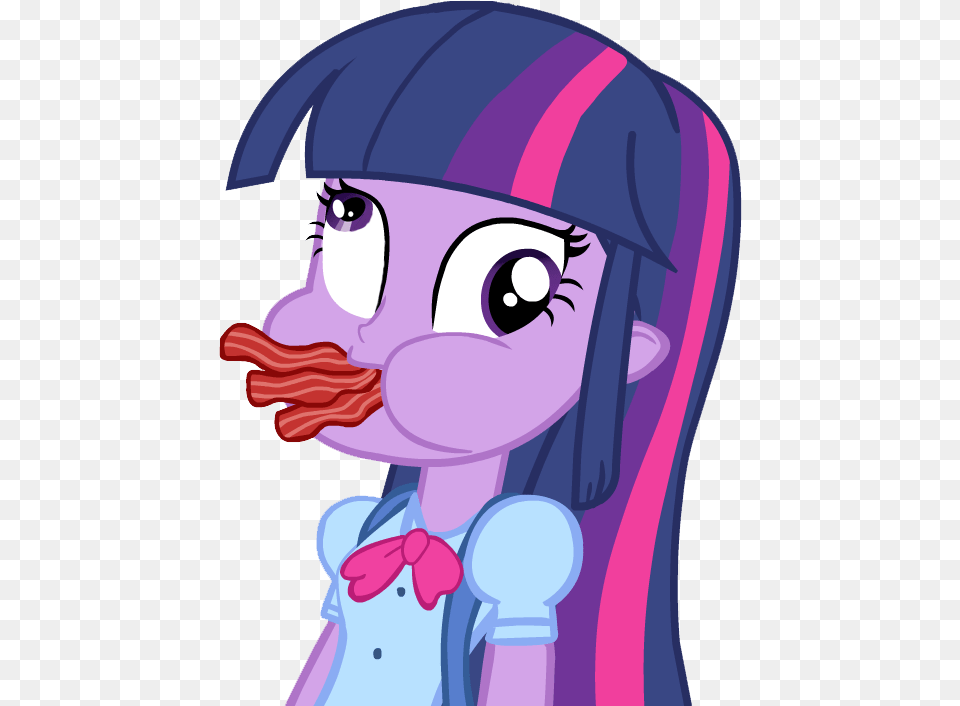 Tiarawhy Bacon Carnivore Derp Edit Equestria Girls Twilight Sparkle Eating Bacon, Book, Comics, Publication, Person Free Transparent Png