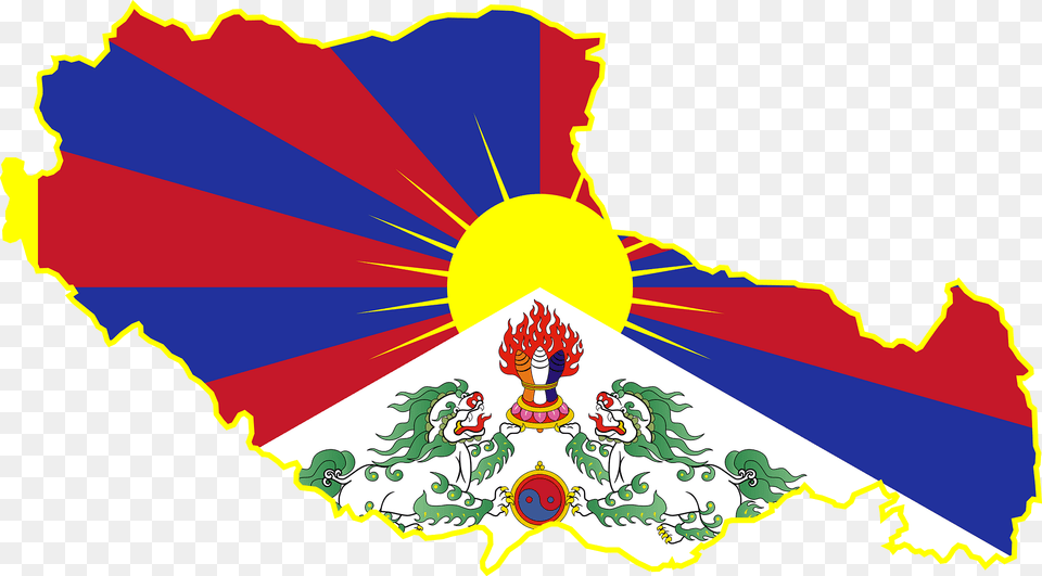 Tibet Flag Map Clipart, Art, Graphics, Person, Emblem Free Transparent Png