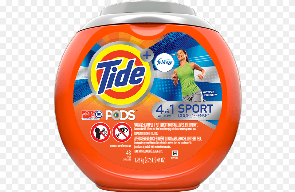 Tide Pods Plus Febreze 4in1 Sport Odor Defense Tide Pod 4 In, Adult, Female, Person, Woman Free Png