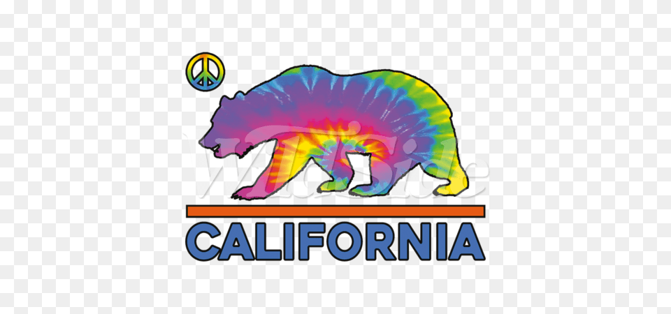 Tie Dye California Bear Neon Youth The Wild Side, Animal, Disk Free Png