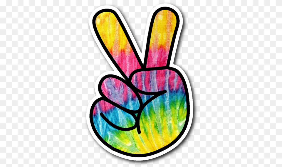 Tie Dye Peace Fingers Vinyl Die Cut Sticker Psychedelic Peace Sign, Art Free Transparent Png