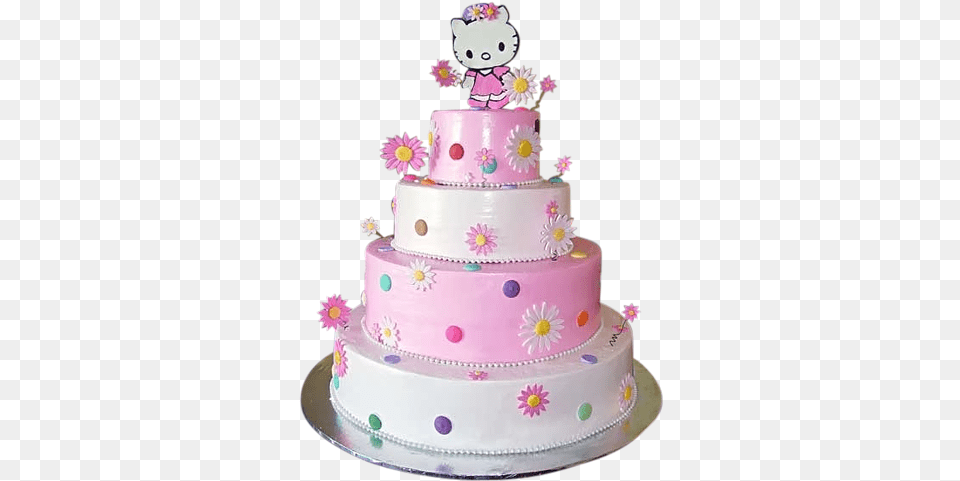 Tiered Floral Hello Kitty Cake Birthday Cake For Girls, Dessert, Food, Birthday Cake, Cream Free Transparent Png